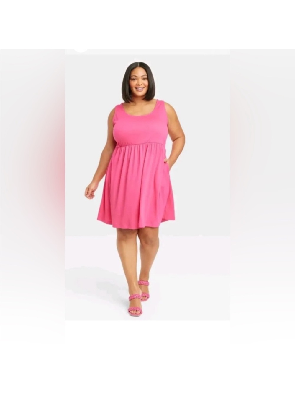 Ava & Viv Hot Pink Sleeveless Midi Dress